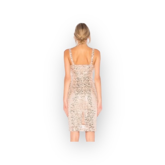 new Jill Stuart 𑁍 All Over Sequin MIDI Sheath Cocktail Dress 𑁍 Champagne Pink - Picture 12 of 16